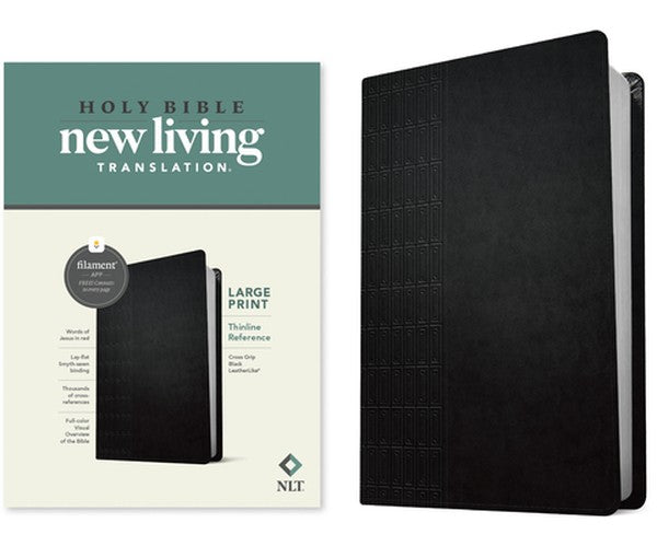 NLT Large Print Thinline Reference Bible, Filament Enabled Edition (Red Letter, Leatherlike, Black)