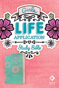 NLT Girls Life Application Study Bible (Leatherlike, Teal/Pink Flowers)