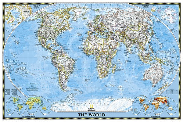 National Geographic World Wall Map - Classic - Laminated (Poster Size: 36 X 24 In)