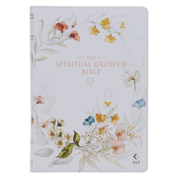Nlt, the Spiritual Growth Bible (Faux Leather, Cream Floral Printed)