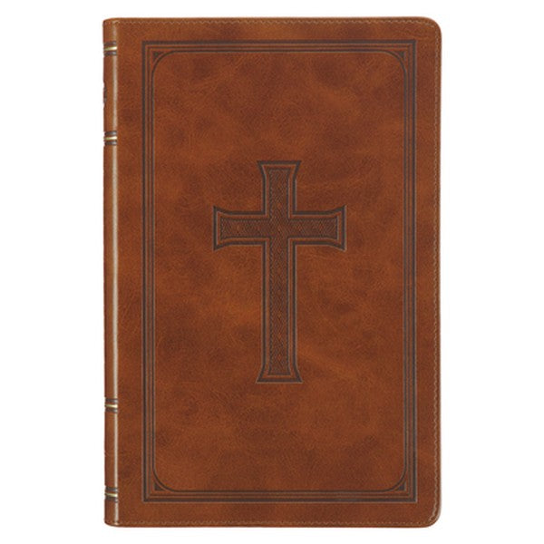 KJV Bible Deluxe Gift (Faux Leather, Tan Cross)
