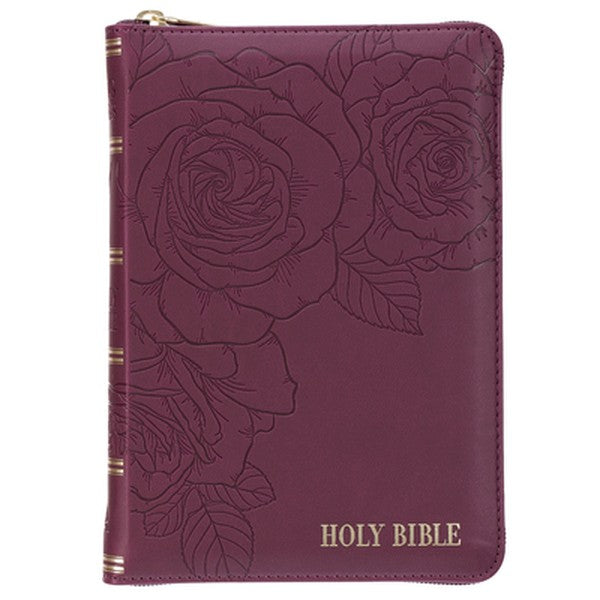 KJV Bible Compact (Faux Leather, Merlot W/Zipper)