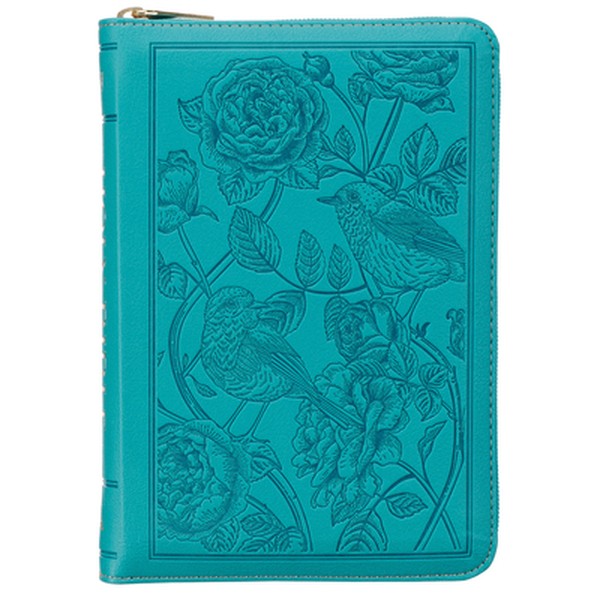 KJV Bible Compact (Faux Leather, Teal W/Zipper)