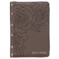 KJV Bible Compact Large Print (Faux Leather, Gray W/Zipper)