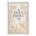 KJV Bible Thinline Large Print (Faux Leather, White and Gold W/Zipper)
