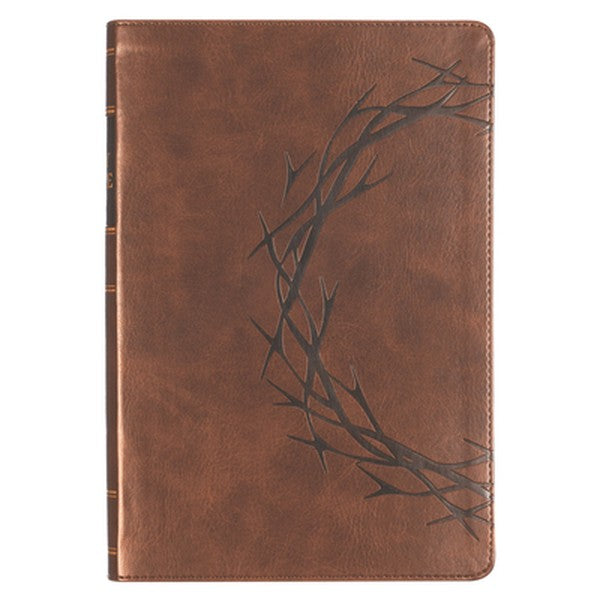 KJV Bible Giant Print Full-Size (Faux Leather, Crown of Thorns, Brown)