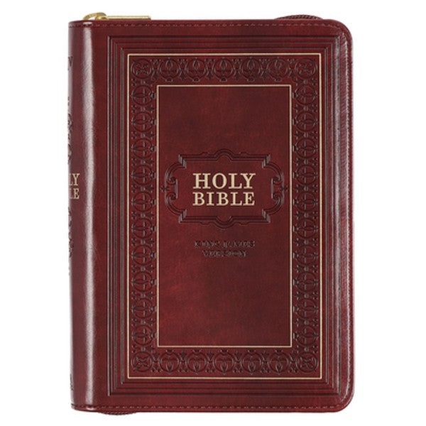 KJV Bible Compact Large Print (Faux Leather, Burgundy W/Zipper)