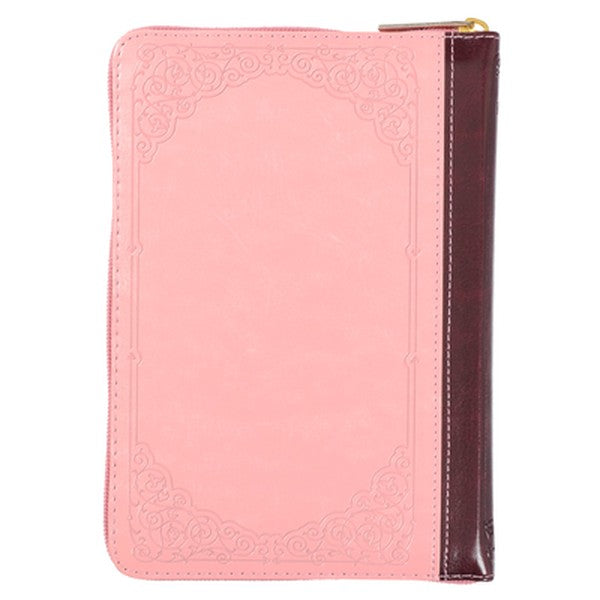KJV Bible Compact (Faux Leather, Pink/Burgundy W/Zipper)