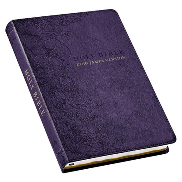 KJV Bible Thinline Large Print (Faux Leather, Purple Floral)