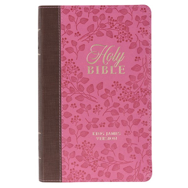 KJV Bible Giant Print Standard-Size (Faux Leather, Brown/Pink Berry)