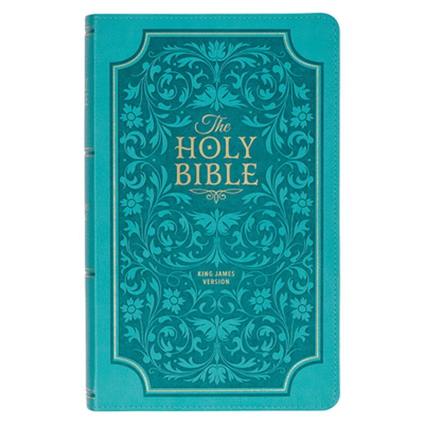 KJV Bible Giant Print Standard-Size (Faux Leather, Teal Floral)