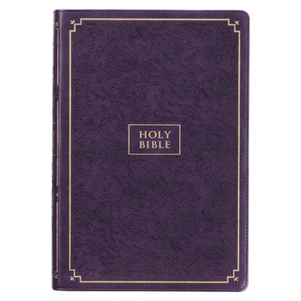 KJV Bible Giant Print Full-Size (Faux Leather, Purple Floral)
