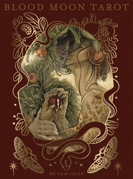Blood Moon Tarot: Deluxe 78-Card Tarot Deck with Ethereal Watercolor Art, Linen Finish, Burgundy Edges, and Hardcover Bo