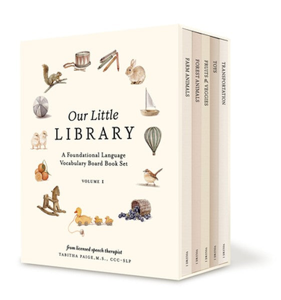 Our Little Library: A Foundational Language Vocabulary Board Book Set for Babies, Including Farm & Forest Animals, Fruit