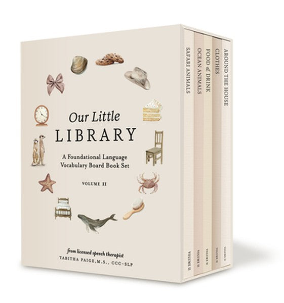 Our Little Library Vol. 2: First 100 Words Board Book Box Set, Including Ocean Animals, Safari Animals, Food and Drink, 