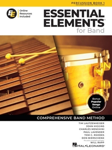 Essential Elements for Band Percussion Book 1 with Eei Online Resources Percussion Method Book and Sheet Music for Stude
