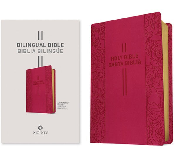 Bilingual Bible / Biblia Bilingüe Nlt/Ntv (Leatherlike, Pink Rose)