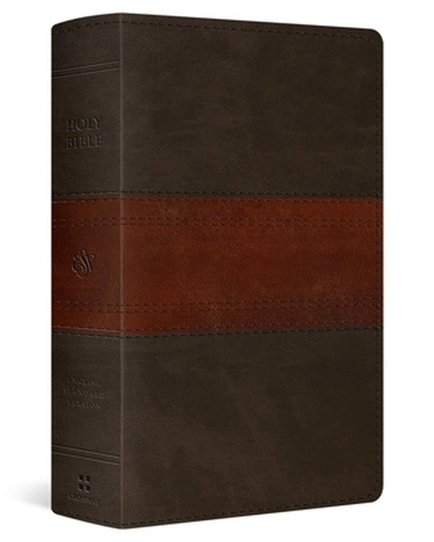 ESV Large Print Personal Size Bible, Red Letter, Thumb Indexed (Trutone, Forest/Tan, Trail Design)