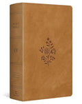 ESV Large Print Personal Size Bible, Red Letter, Thumb Indexed (Trutone, Nubuck Caramel, Wildflower Design)