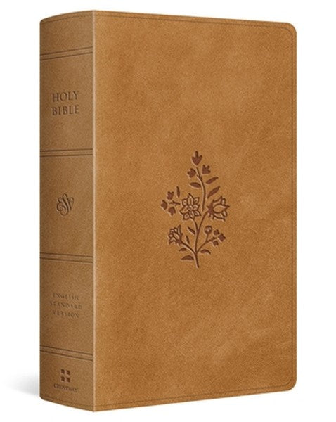 ESV Large Print Personal Size Bible, Red Letter, Thumb Indexed (Trutone, Nubuck Caramel, Wildflower Design)