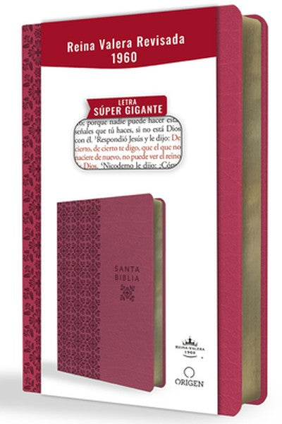 Biblia Reina Valera Revisada 1960 Letra Súper Gigante, Símil Piel Fucsia Rosada / Spanish Bible Rvr 1960 Super Giant Pri