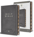 KJV Holy Bible, Giant Print Thinline Edition, Large Format, Gray Premium Imitation Leather, Red Letter, Thumb Index, Rib