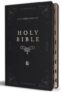 KJV Holy Bible, Giant Print Thinline Large Format, Black Premium Imitation Leather with Ribbon Marker, Red Letter, and T