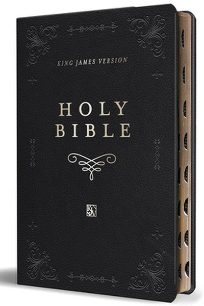 KJV Holy Bible, Giant Print Thinline Large Format, Black Premium Imitation Leather with Ribbon Marker, Red Letter, and T