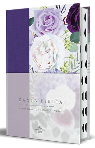Biblia Rvr1960 Tapa Dura Y Tela Morada Con Flores Tamaño Manual Con Índice / Spanish Bible Rvr 1960, Hardcover, Purple C