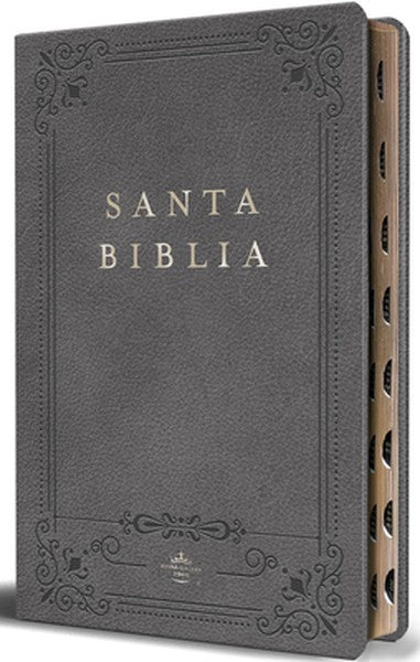 Biblia Rvr 1960 Letra Grande Tamaño Manual, Piel Gris Con Índice / Spanish Bible Rvr 1960 Handy Size Large Print Leather