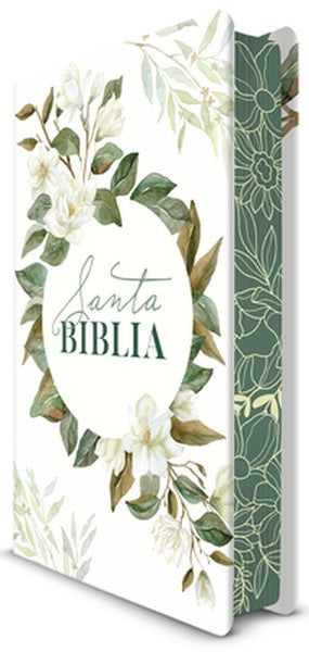 Biblia Rvr 1960 Letra Grande Tamaño Manual, Tapa Dura Con Flores Blancas Y Cantos Pintados / Spanish Bible Rvr 1960 Hand