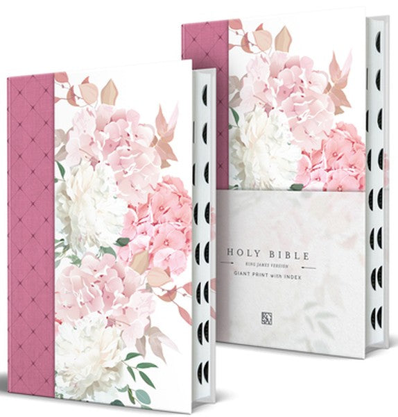 KJV Holy Bible, Giant Print Large Format, Hardcover Pink Floral Design with Cloth with Ribbon Marker, Red Letter, and Th