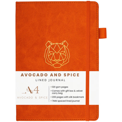 A4 Lined Notepad by Avocado and Spice�Faux Leather Hard Back Notebook Lined with