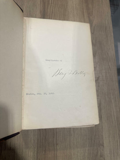 Benjamin Butler signed 1st Edition Butler's Book - Acceptable