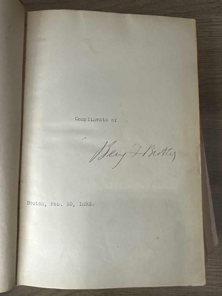 Benjamin Butler signed 1st Edition Butler's Book - Acceptable