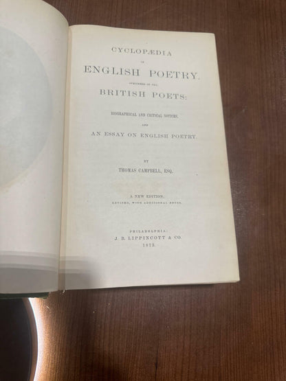 Cyclopedia of English Poetry. Specimens of the British Poets 2nd Edition - Acceptable