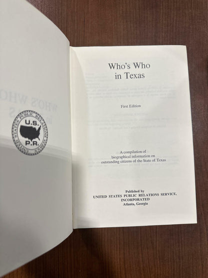 Who's Who in Texas 1973-74 U.S. Public Relations Services - Very Good