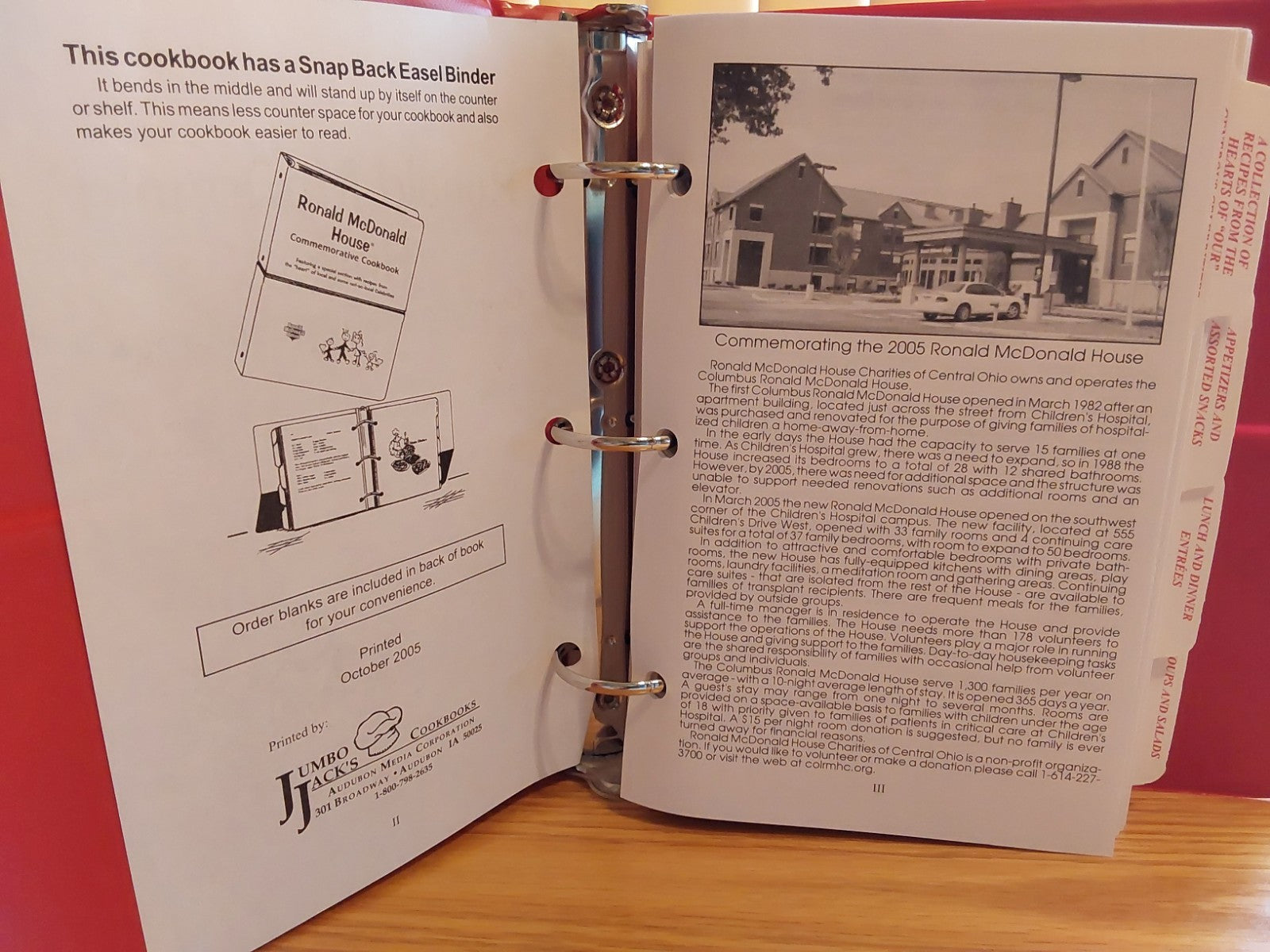 Ronald McDonald House Commemorative Cookbook Binder 2005 Columbus Ohio