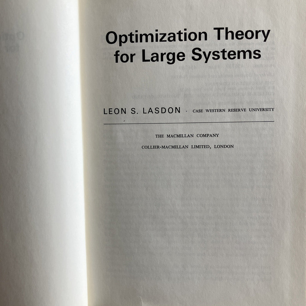 1970 Optimization Theory for Large Systems, by Lasdon, Leon S., Hardcover