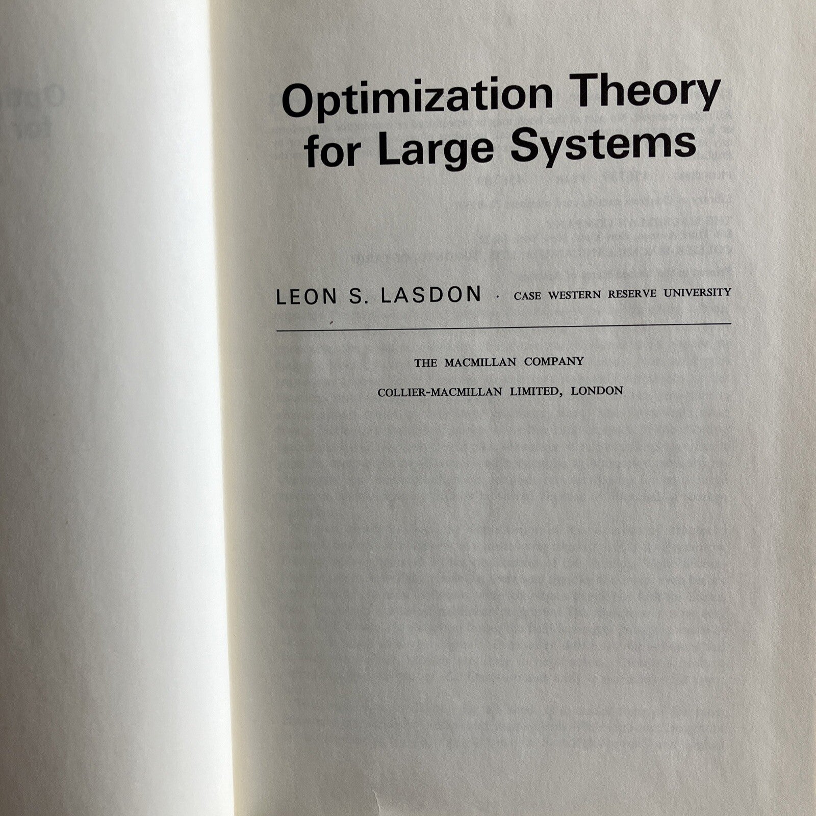 1970 Optimization Theory for Large Systems, by Lasdon, Leon S., Hardcover