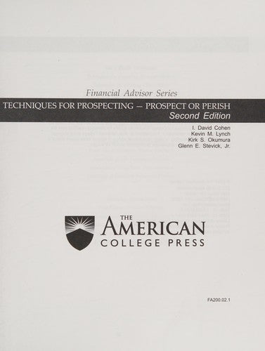 Techniques for Prospecting : Prospect or Perish by Glenn E. Stevick, David ... - book cover